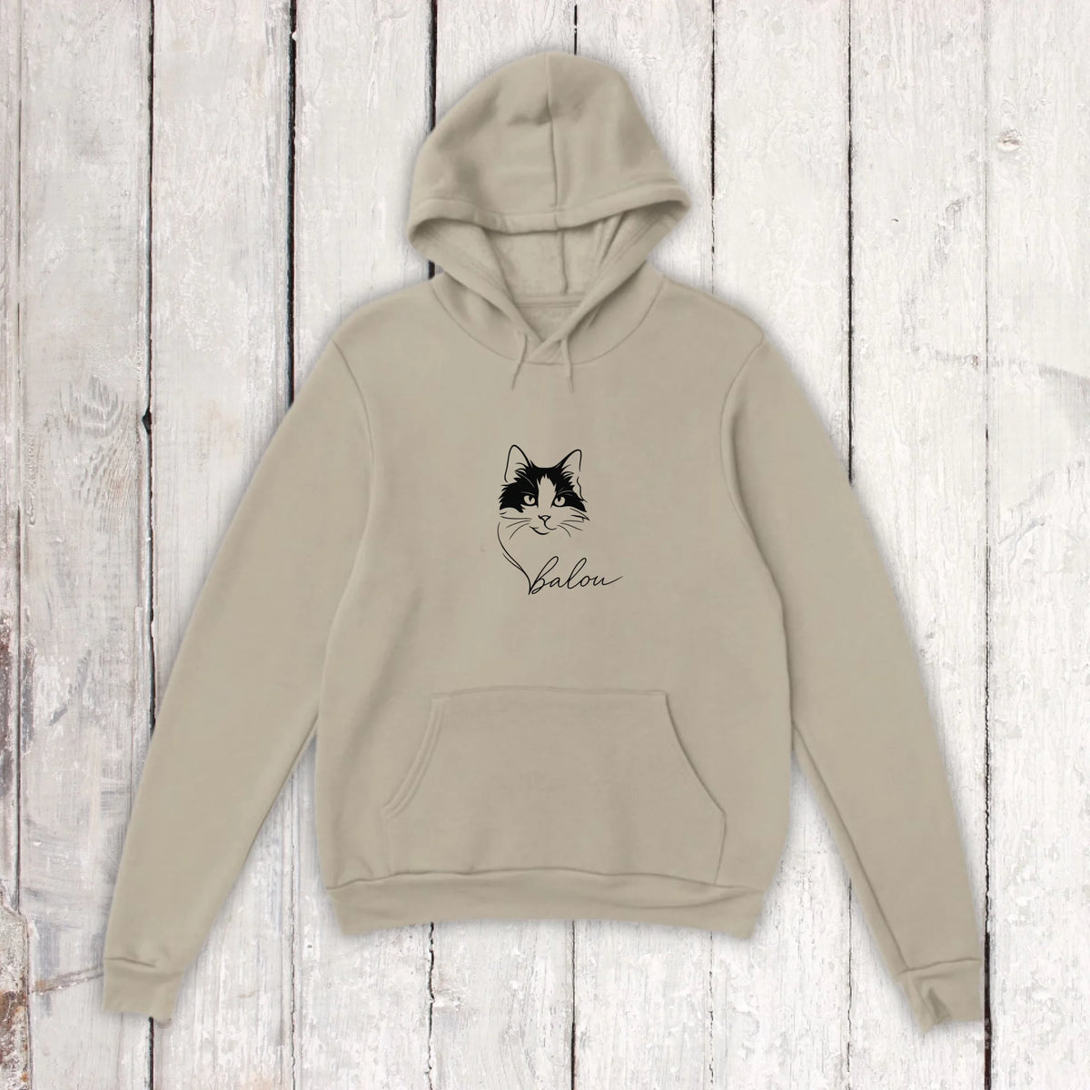 Personalisiertes T-Shirt Linie Porträt von deiner Katze mit Name