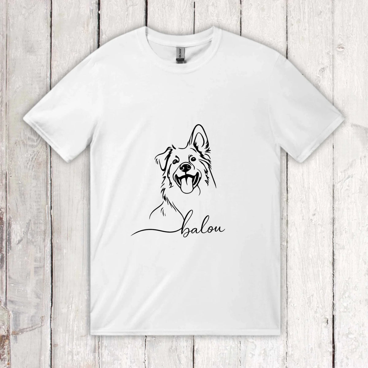 Personalisiertes T-Shirt Linie Porträt von deinem Hund mit Name | Personalize Palace