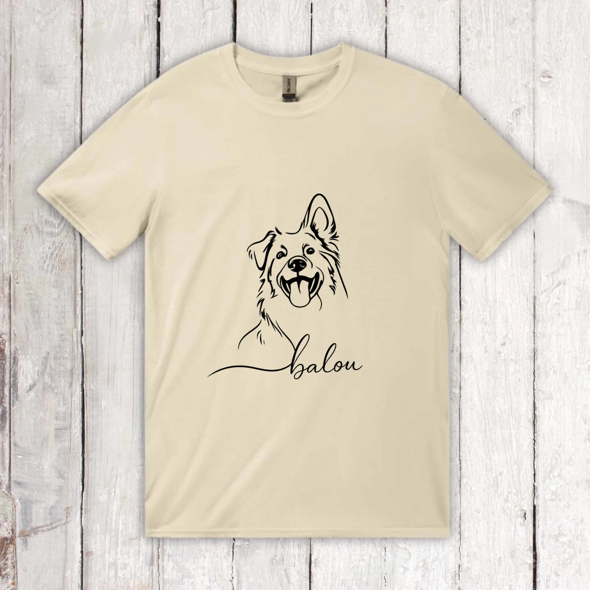 Personalisiertes T-Shirt Linie Porträt von deinem Hund mit Name | Personalize Palace
