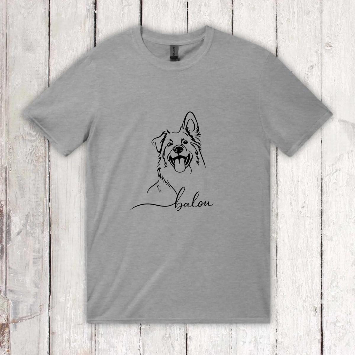 Personalisiertes T-Shirt Linie Porträt von deinem Hund mit Name | Personalize Palace