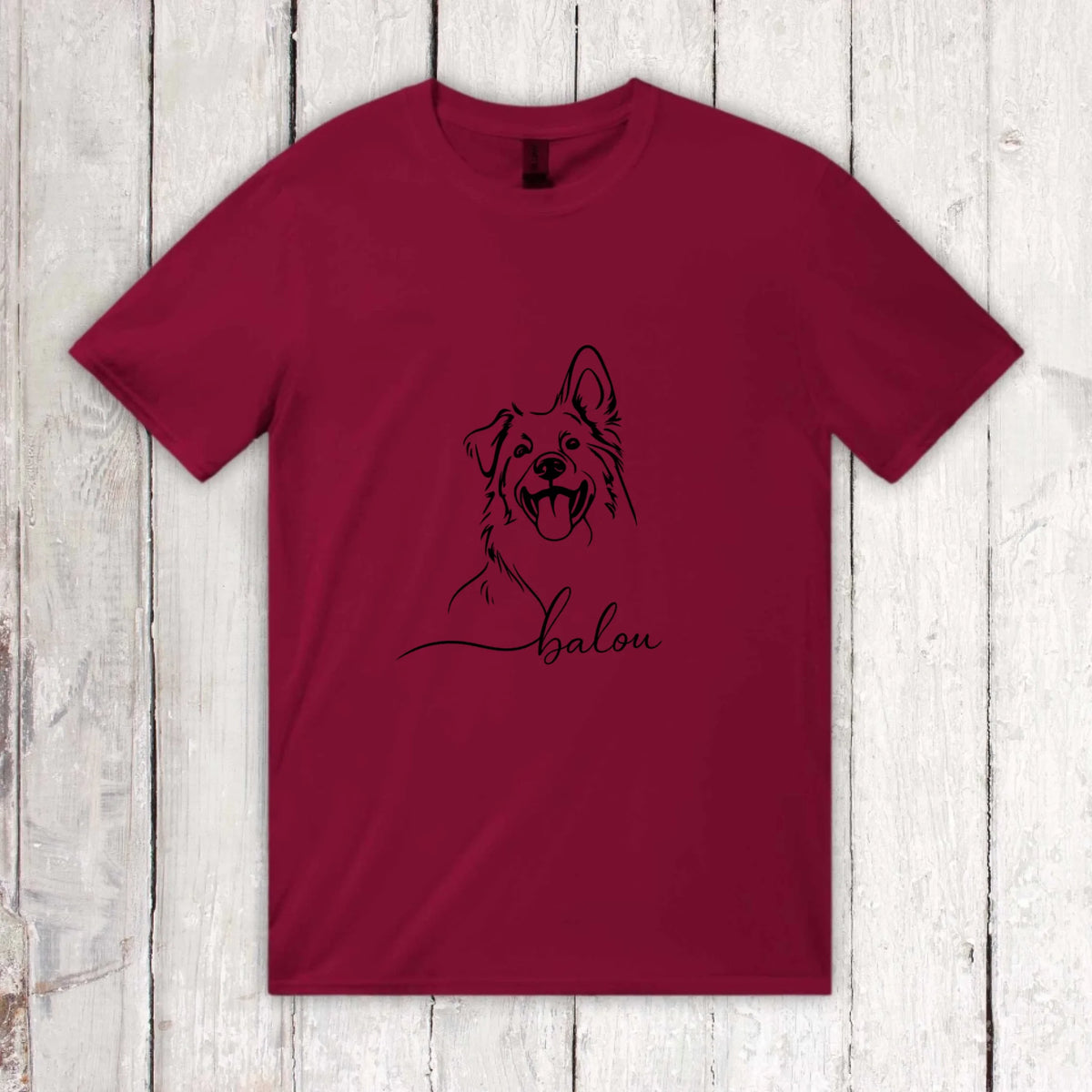 Personalisiertes T-Shirt Linie Porträt von deinem Hund mit Name | Personalize Palace
