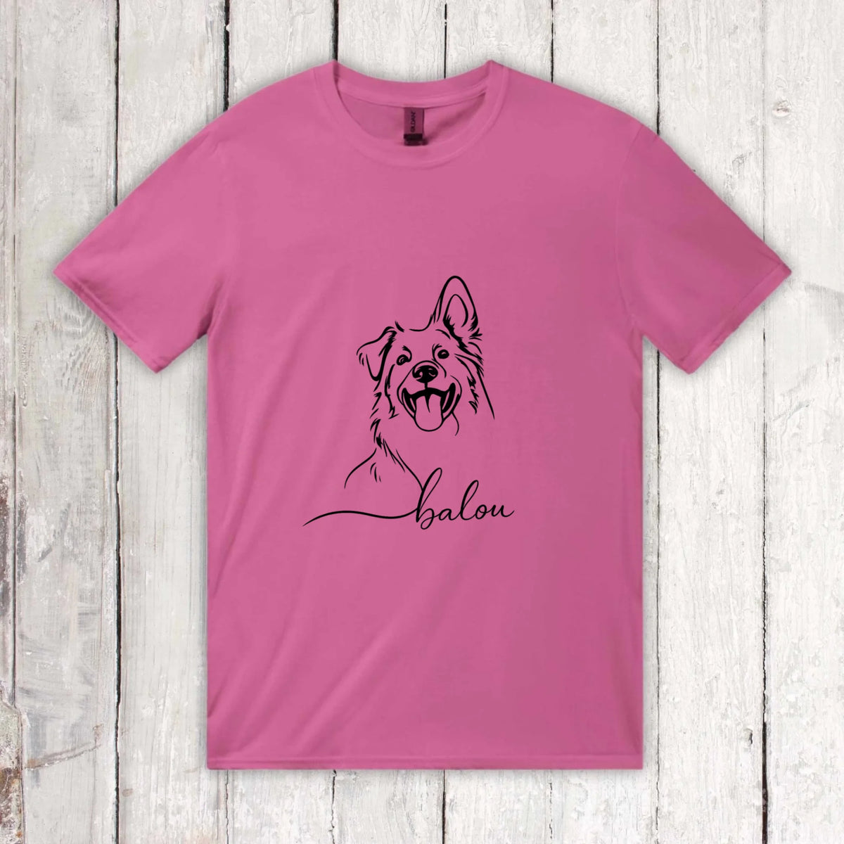 Personalisiertes T-Shirt Linie Porträt von deinem Hund mit Name | Personalize Palace