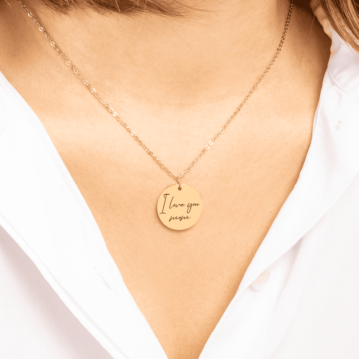 Personalisierter Schmuck: handschriftlich geschriebene Botschaft graviert auf deiner besonderen Halskette für verliebte Paare | Personalize Palace