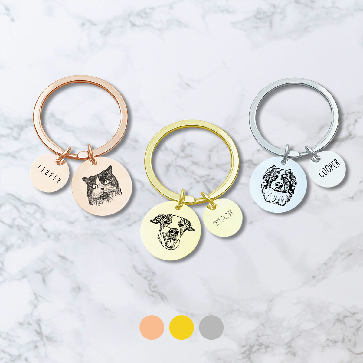 Personalisierter Schmuck: Personalisierter Haustier-Charm-Schlüsselanhänger | Personalize Palace