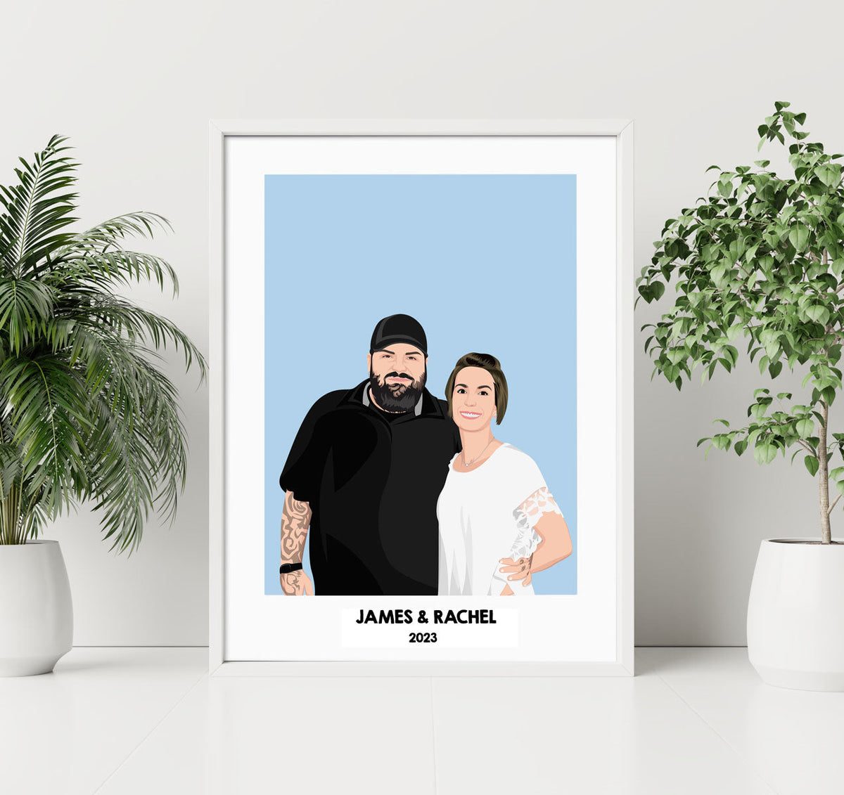Personalisierte Bilder: händisch gezeichnetes Portrait - Individuelles Paar-Familien-Portrait | Personalize Palace