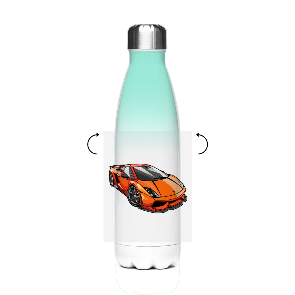 Personalisierte Tasse: Schultrinkflasche "Sportwagen" aus Edelstahl - individuelle Thermoflasche | Personalize Palace
