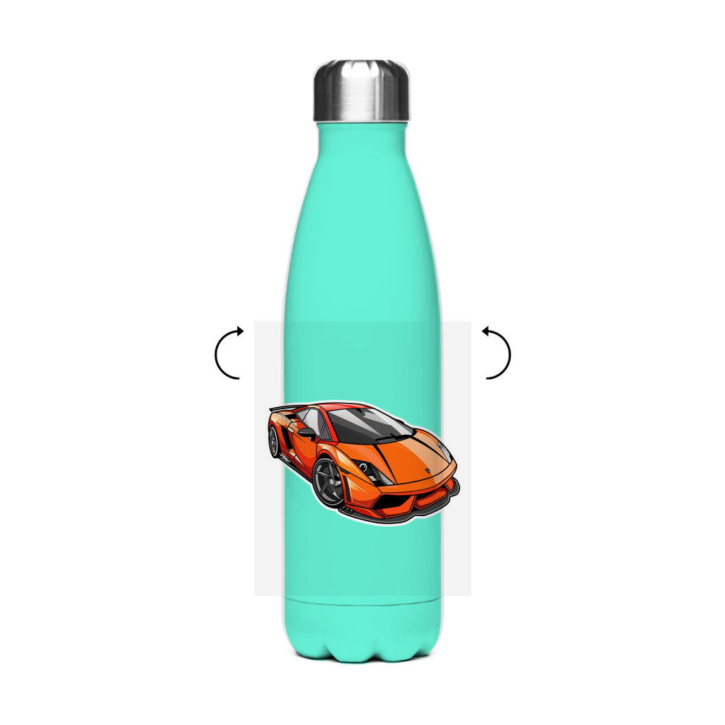 Personalisierte Tasse: Schultrinkflasche "Sportwagen" aus Edelstahl - individuelle Thermoflasche | Personalize Palace