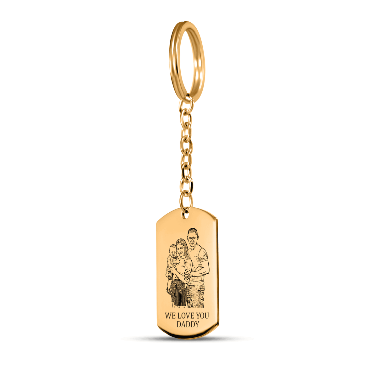 Personalisierter Schmuck: gravierter Familien Porträt Schlüsselanhänger für Papa's | Personalize Palace