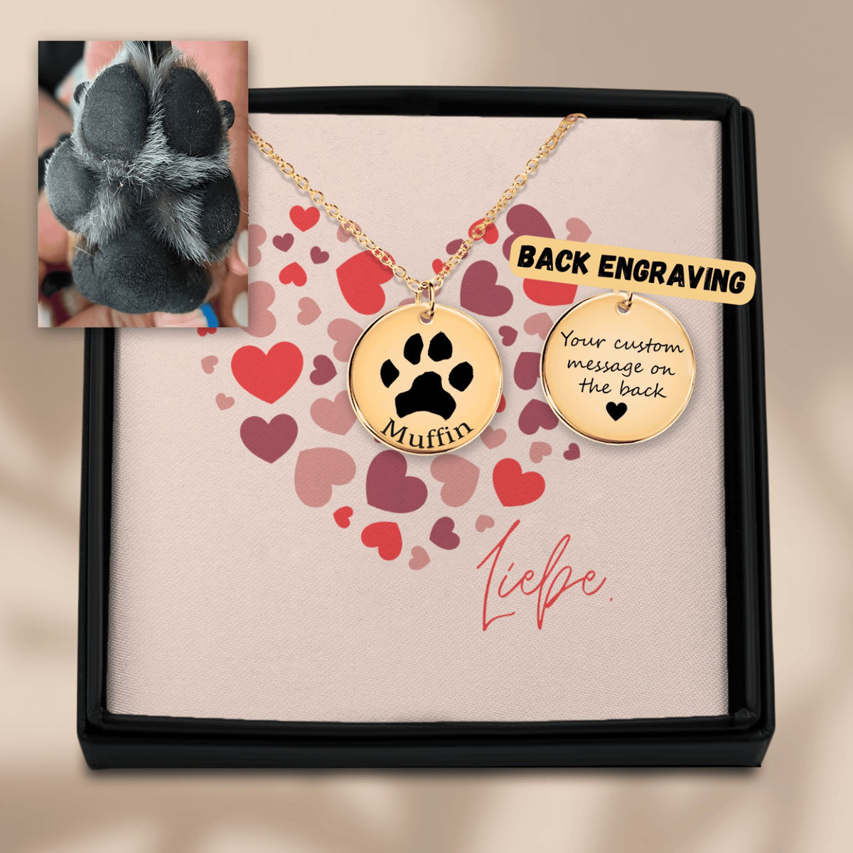 Personalisierter Schmuck: Personalisierte Halskette mit Pfotenabdruck und Name – Einzigartiges Geschenk für Haustierbesitzer | Personalize Palace