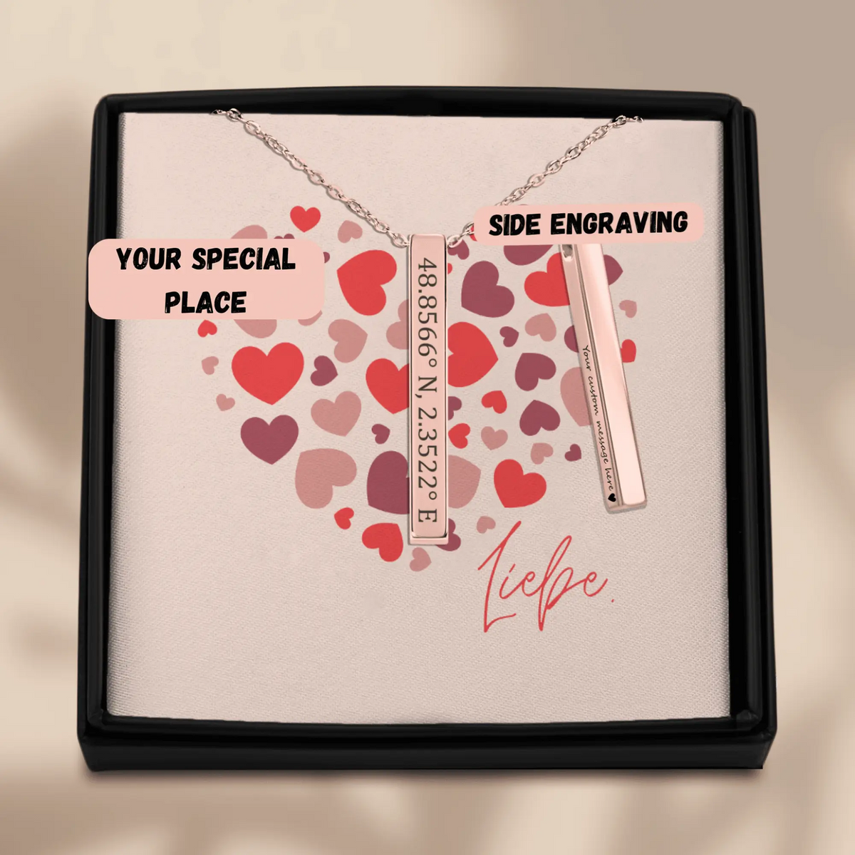 Personalisierter Schmuck: Personalisierte Koordinaten-Halskette – Verewige Besondere Orte & Momente | Silber, Gold & Roségold | Personalize Palace