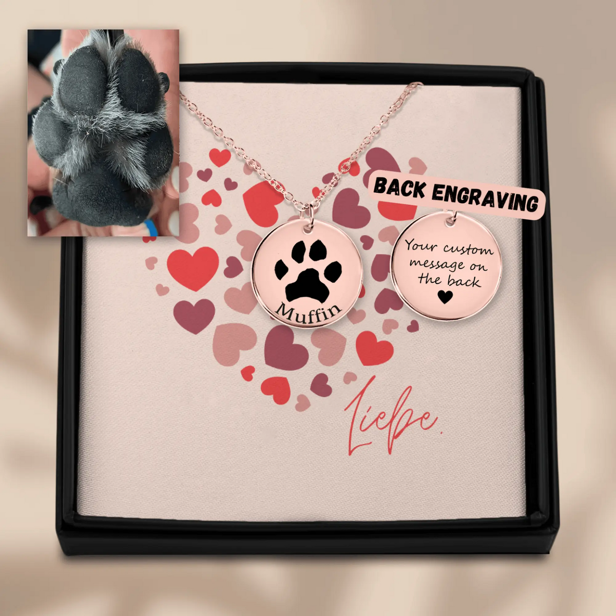 Personalisierter Schmuck: Personalisierte Halskette mit Pfotenabdruck und Name – Einzigartiges Geschenk für Haustierbesitzer | Personalize Palace