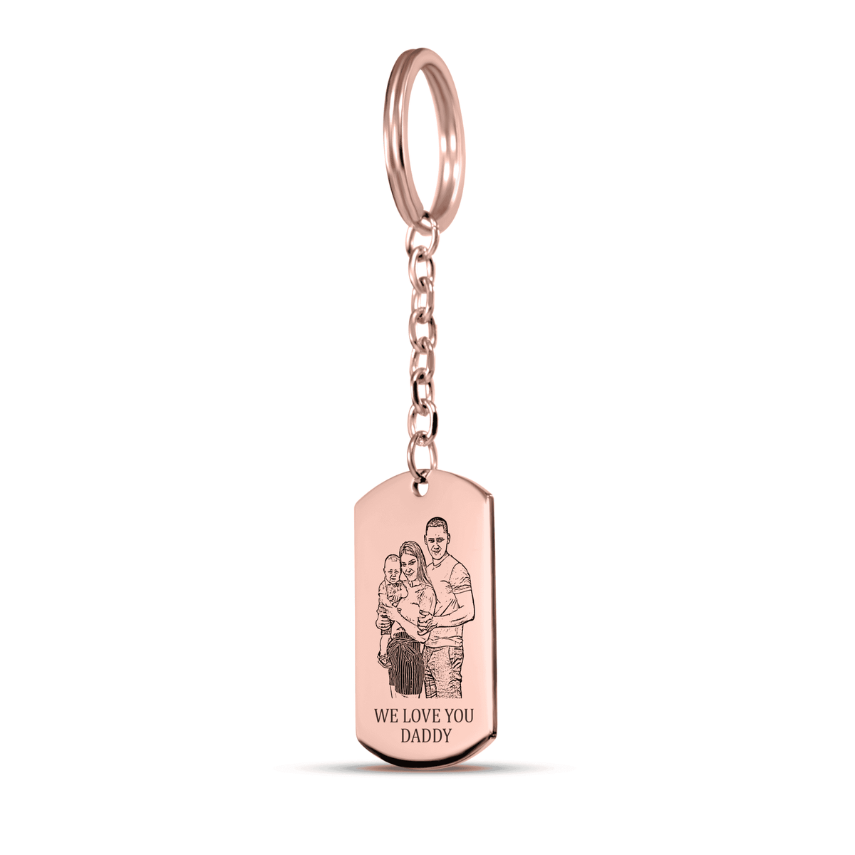 Personalisierter Schmuck: gravierter Familien Porträt Schlüsselanhänger für Papa's | Personalize Palace