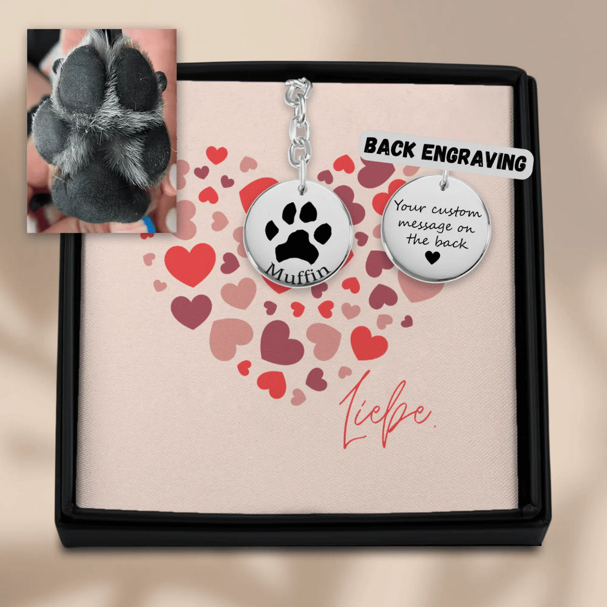 Personalisierter Schmuck: Personalisierter Schlüsselanhänger mit Pfotenabdruck und Name – Einzigartiges Geschenk für Haustierbesitzer | Personalize Palace