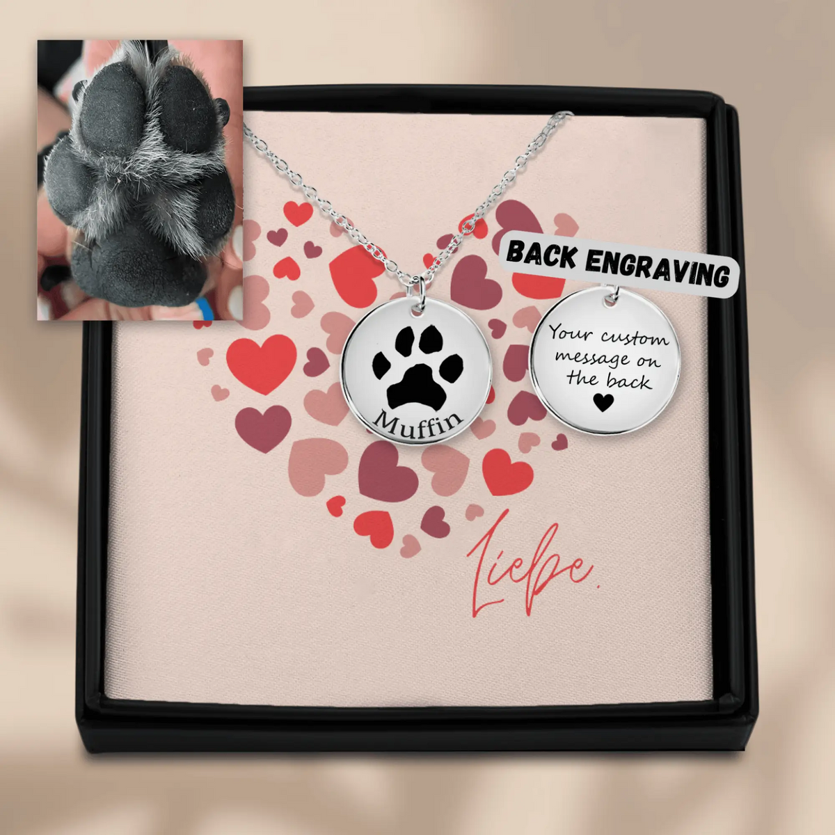 Personalisierter Schmuck: Personalisierte Halskette mit Pfotenabdruck und Name – Einzigartiges Geschenk für Haustierbesitzer | Personalize Palace
