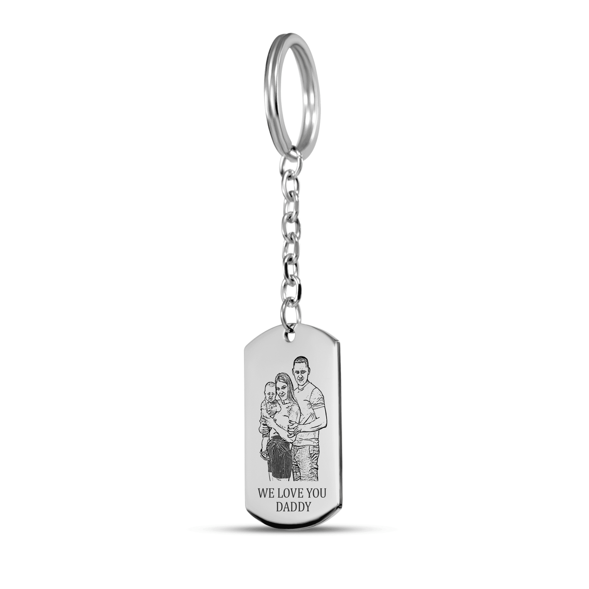 Personalisierter Schmuck: gravierter Familien Porträt Schlüsselanhänger für Papa's | Personalize Palace