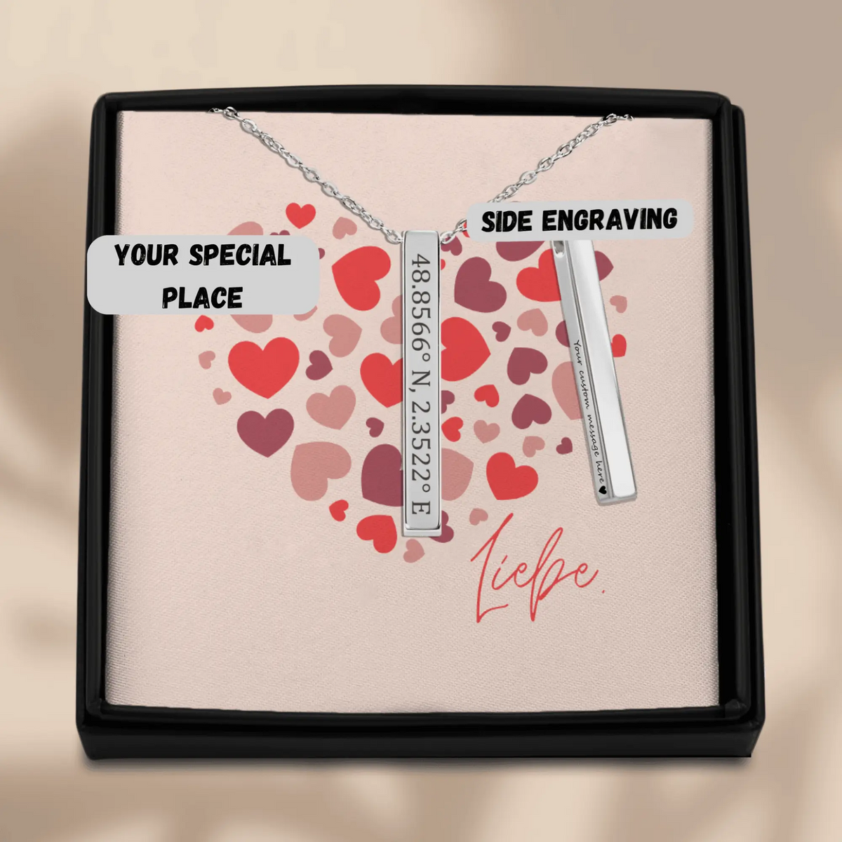 Personalisierter Schmuck: Personalisierte Koordinaten-Halskette – Verewige Besondere Orte & Momente | Silber, Gold & Roségold | Personalize Palace