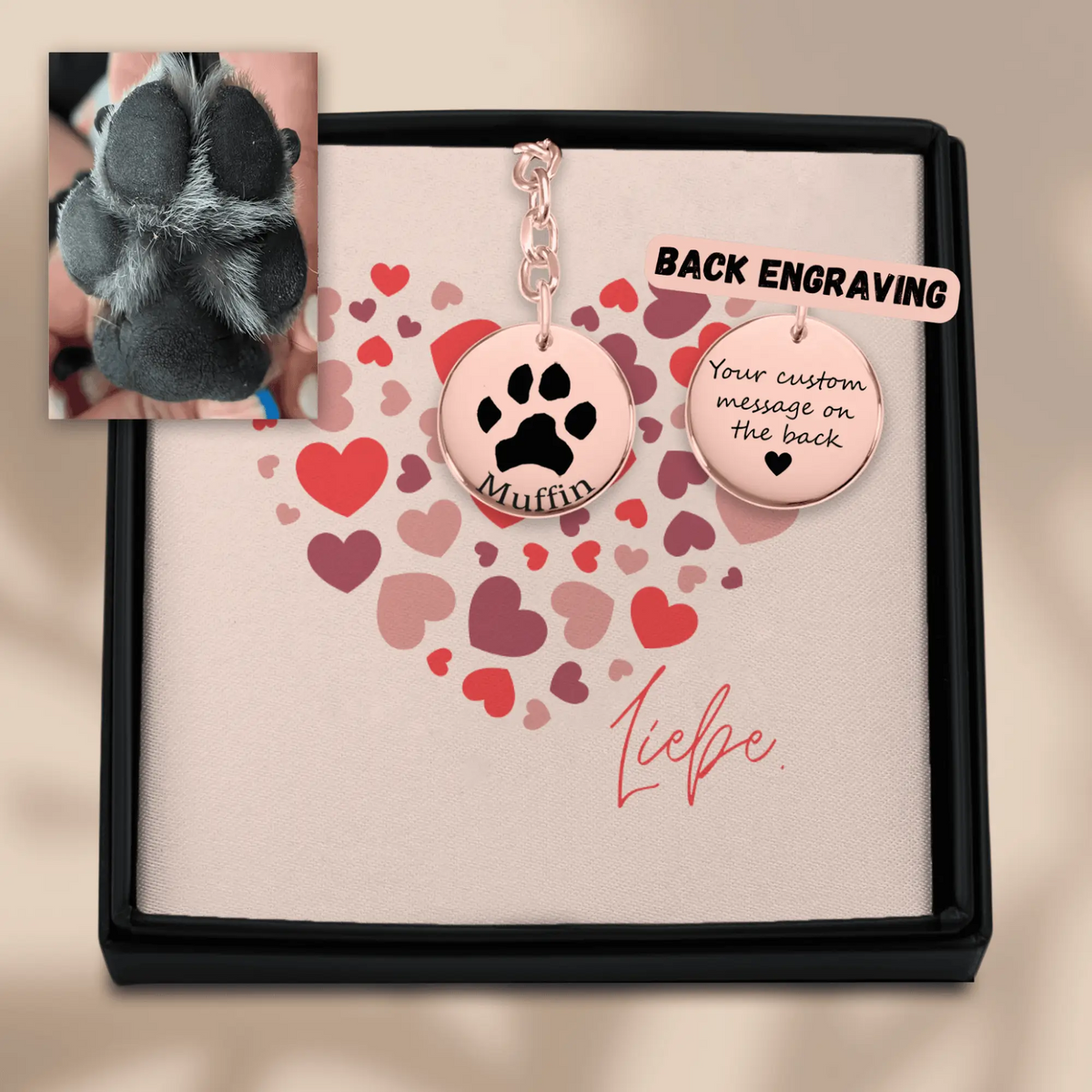 Personalisierter Schmuck: Personalisierter Schlüsselanhänger mit Pfotenabdruck und Name – Einzigartiges Geschenk für Haustierbesitzer | Personalize Palace